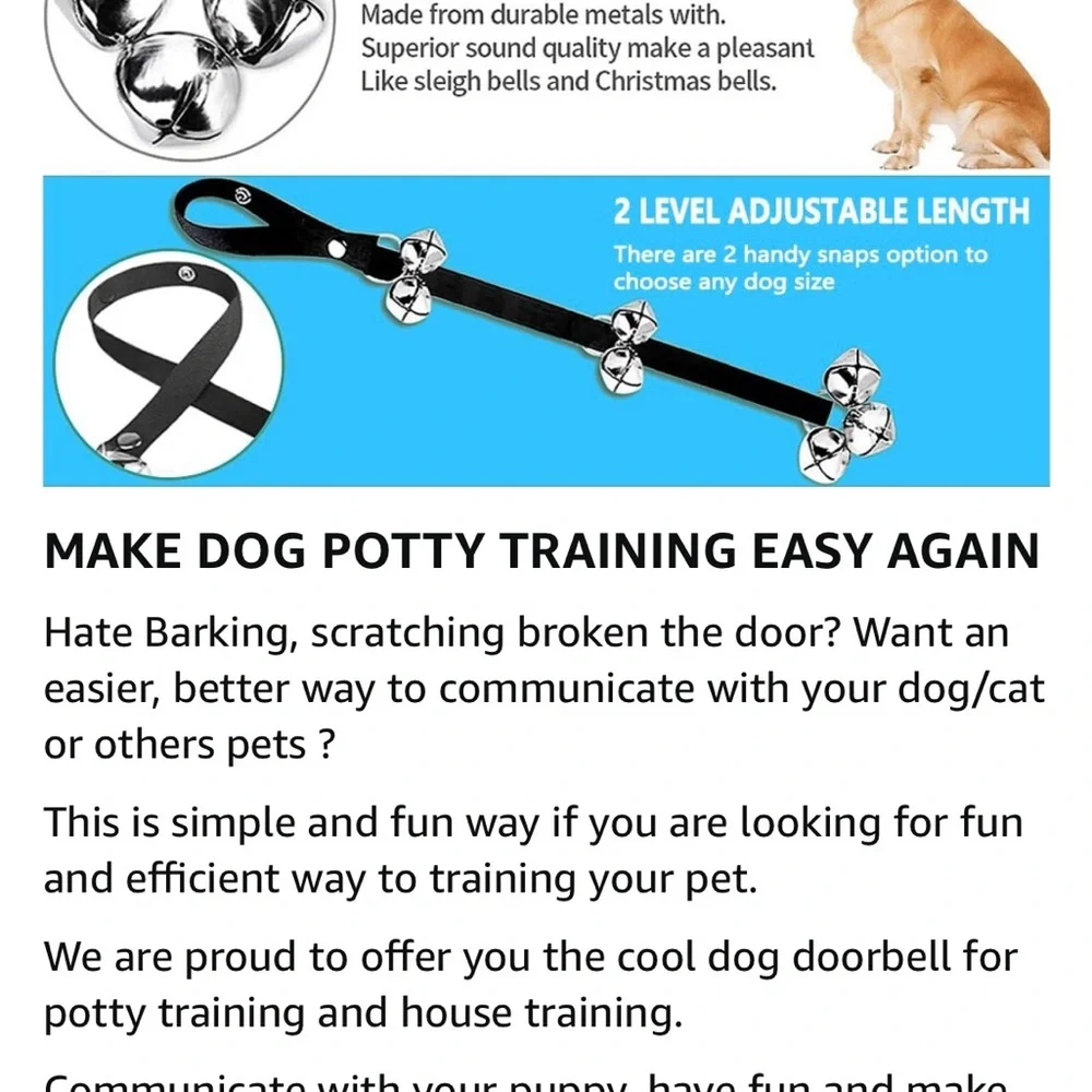 Dog Doorbell Training Strap with Silver Bells (set of two)